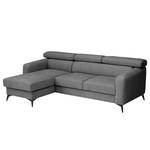 Ecksofa Nonza mit Longchair Webstoff Cieli: Dunkelgrau - Longchair davorstehend links