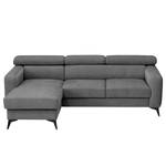 Ecksofa Nonza mit Longchair Webstoff Cieli: Dunkelgrau - Longchair davorstehend links