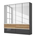 Armoire Winnipeg avec miroir Gris brillant - Largeur : 181 cm - Avec éclairage