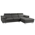 Ecksofa Pable Strukturstoff Rima: Graubraun - Longchair davorstehend rechts