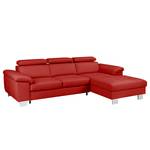 Divano angolare Pable Vera pelle Maer: rosso - Longchair preimpostata a destra