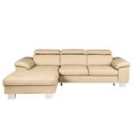 Hoekbank Pable Leer Maer: Beige - Longchair vooraanzicht links