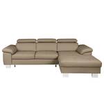 Ecksofa Pable Echtleder Maer: Taupe - Longchair davorstehend rechts