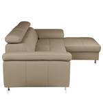 Ecksofa Pable Echtleder Maer: Taupe - Longchair davorstehend rechts