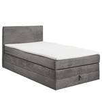 Lit boxspring Harvi Velours côtelé Zuri: Gris - 120 x 200cm