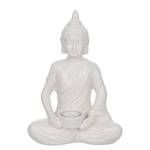 Deko Statue BUDDHA inkl. Teelichthalter Dolomit - Weiß