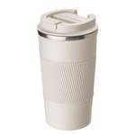 Koffiebeker TO GO roestvrij staal/silicone - beige - Hoogte: 17 cm
