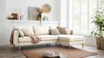 Ecksofa Granitic Flachgewebe Nadira: Creme - Longchair davorstehend rechts