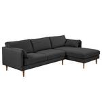 Ecksofa Granitic Strukturstoff Foxy: Schwarz - Longchair davorstehend rechts