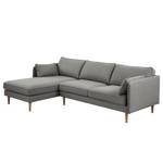 Ecksofa Granitic Flachgewebe Nadira: Grau - Longchair davorstehend links