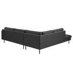 Ecksofa LANDOS mit Ottomane Strukturstoff Foxy: Schwarz - Ottomane davorstehend links