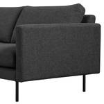 Ecksofa LANDOS mit Ottomane Strukturstoff Foxy: Schwarz - Ottomane davorstehend links