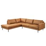 Ecksofa LANDOS mit Ottomane Microfaser Dafina: Cognac - Ottomane davorstehend links