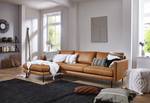 Ecksofa LANDOS mit Longchair Microfaser Dafina: Cognac - Longchair davorstehend links