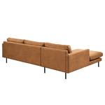 Ecksofa LANDOS mit Longchair Microfaser Dafina: Cognac - Longchair davorstehend links