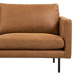 Ecksofa LANDOS mit Longchair Microfaser Dafina: Cognac - Longchair davorstehend links