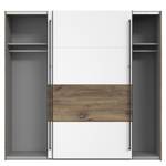 Armoire à portes coulissantes Qashar Blanc / Imitation chêne - Largeur : 220 cm