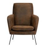 Fauteuil Himos Velours - Microfibre Goda: Marron chocolat - Chrome - Sans repose-pieds