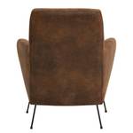 Fauteuil Himos Velours - Microfibre Goda: Marron chocolat - Chrome - Sans repose-pieds