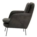 Fauteuil Himos Velours - Microfibre Goda: Anthracite - Chrome - Sans repose-pieds