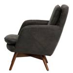 Fauteuil Himos Velours - Microfibre Goda: Anthracite - Hêtre - Sans repose-pieds