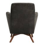 Fauteuil Himos Velours - Microfibre Goda: Anthracite - Hêtre - Sans repose-pieds