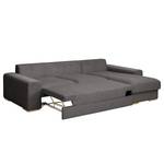 Divano con chaise longue Gurabo Velluto a coste Lola: grigio - Longchair preimpostata a destra