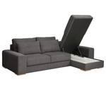 Divano con chaise longue Gurabo Velluto a coste Lola: grigio - Longchair preimpostata a destra