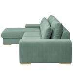 Divano con chaise longue Gurabo Velluto a coste Lola: blu chiaro - Longchair preimpostata a sinistra