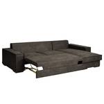 Divano con chaise longue Gurabo Microfibra Yaka: nero-marrone - Longchair preimpostata a destra