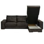 Divano con chaise longue Gurabo Microfibra Yaka: nero-marrone - Longchair preimpostata a destra