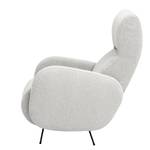 Fauteuil Vains Bouclé Stof Basima: Lichtgrijs - Met hocker