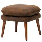 Fauteuil Himos fluweel - Microvezel Goda: Chocoladebruin - Beuk - Met hocker