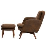 Fauteuil Himos fluweel - Microvezel Goda: Chocoladebruin - Beuk - Met hocker