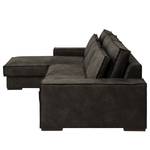 Ecksofa Gurabo Microfaser Yaka: Schwarz-Braun - Longchair davorstehend links