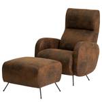 Fauteuil Vains Microfibre Goda: Marron chocolat - Avec repose-pieds