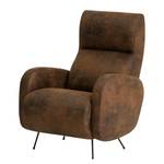 Fauteuil Vains Microfibre Goda: Marron chocolat - Avec repose-pieds