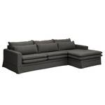 Ecksofa Dailman Longchair mit Husse Webstoff Haiba: Anthrazit - Longchair davorstehend rechts