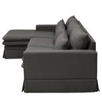 Hoekbank Dailman chaise longue Geweven stof Haiba: Antracietkleurig - Longchair vooraanzicht links