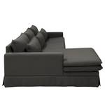 Hoekbank Dailman chaise longue Geweven stof Haiba: Antracietkleurig - Longchair vooraanzicht links