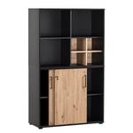 Armoire de bureau Aino 84 cm Imitation chêne artisan / Noir mat - Largeur : 100 cm