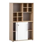 Armoire de bureau Antero 84 cm Blanc brillant / Imitation chêne clair - Largeur : 100 cm