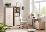 Armoire de bureau Antero 164 cm Blanc brillant / Imitation chêne clair