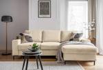 Ecksofa Sagata mit Longchair Cordstoff Onika: Beige - Longchair davorstehend rechts - Mit Schlaffunktion