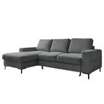 Hoekbank Sagata met chaise longue Corduroy Onika: Antracietkleurig - Longchair vooraanzicht links - Met slaapfunctie