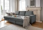 Hoekbank Sagata met chaise longue Corduroy Onika: Antracietkleurig - Longchair vooraanzicht links - Met slaapfunctie