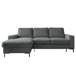 Hoekbank Sagata met chaise longue Corduroy Onika: Antracietkleurig - Longchair vooraanzicht links - Met slaapfunctie