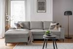 Ecksofa Sagata mit Longchair Cordstoff Onika: Grau - Longchair davorstehend links - Mit Schlaffunktion