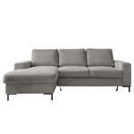 Ecksofa Sagata mit Longchair Cordstoff Onika: Grau - Longchair davorstehend links - Mit Schlaffunktion