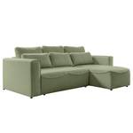 Ecksofa Ireu mit Longchair Longchair universal - Flachgewebe Nea: Lindgrün